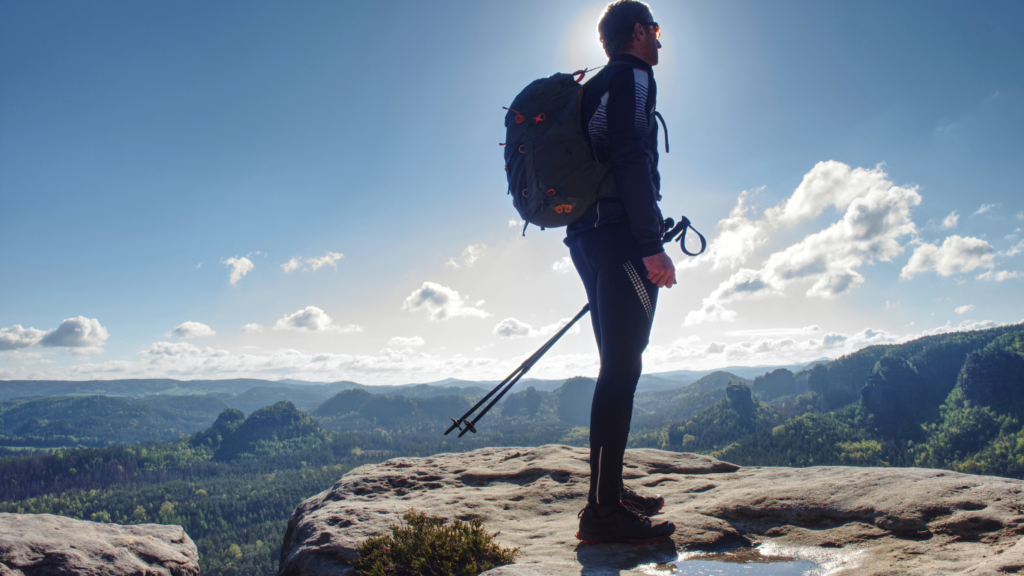 Hiker Man with  Hiking Poles